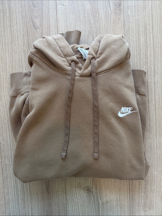 Nike Tops - Nike Brown Pullover Hoodie with White Swoosh